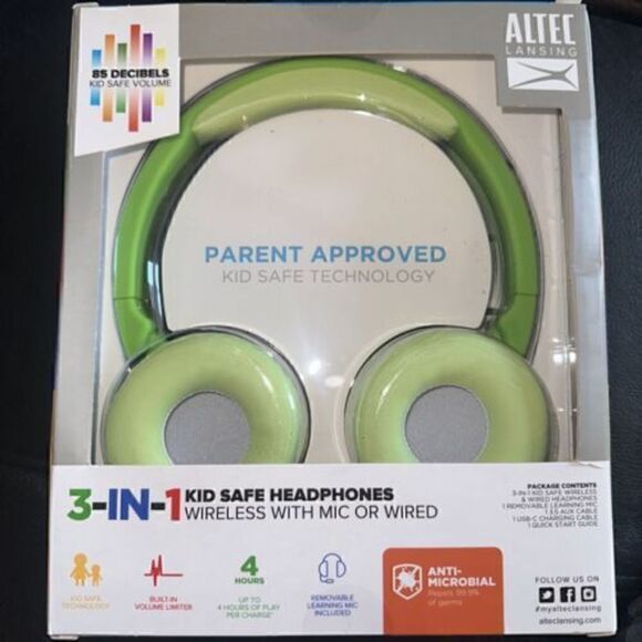 Altec Lansing MZX4100-PGRN-STK-6 Kid Friendly 3-In-1 Headphone - Picture 2 of 2